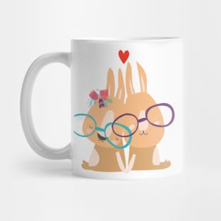 Bunny couple wearing glasses Mug